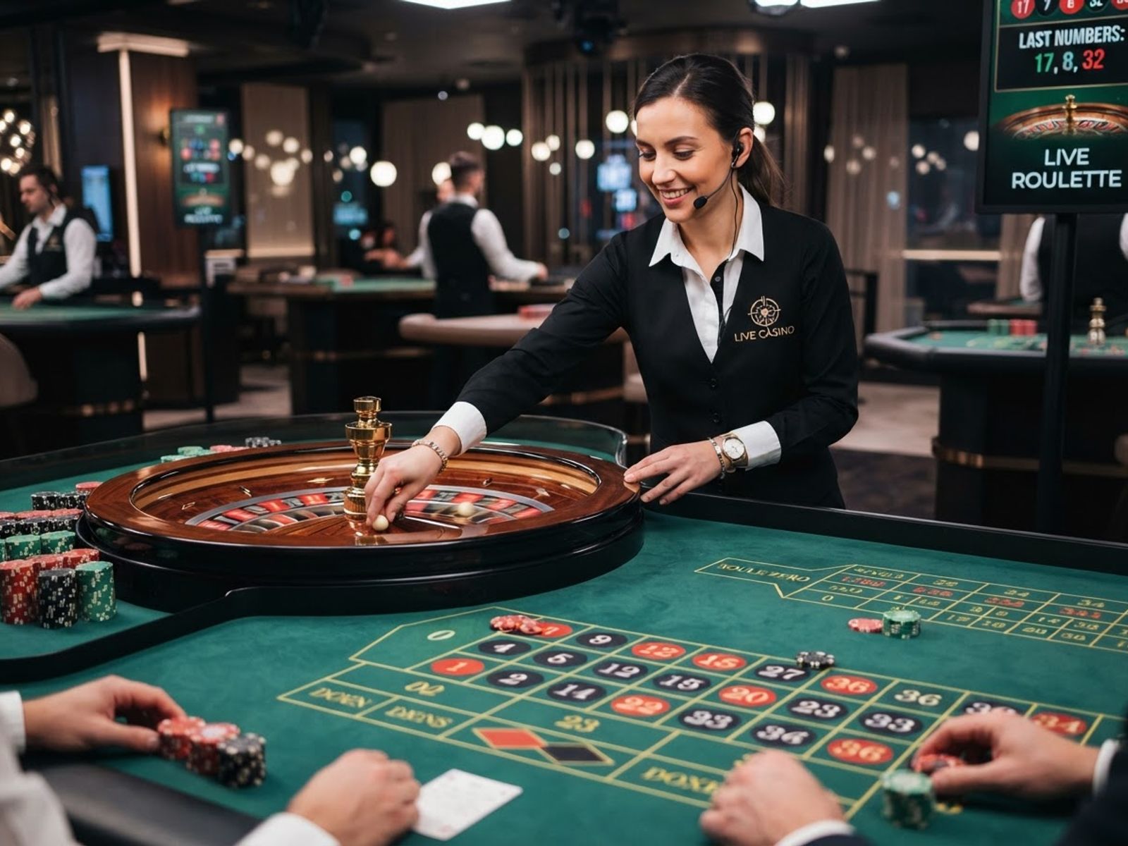 Live roulette tafel met dealer in studio